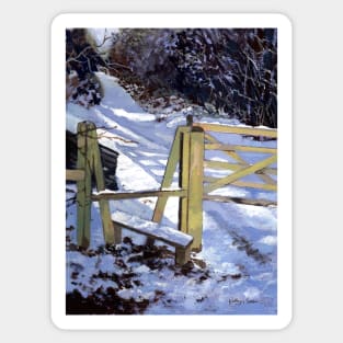 Snowy footpath painting in gouache Sticker